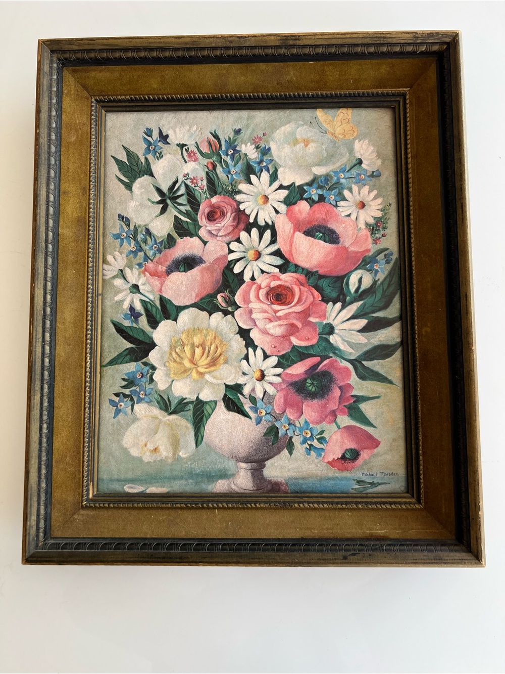 Vintage Gellman Fine Art Print “Mixed Flora & Butterfly “ by Marsden